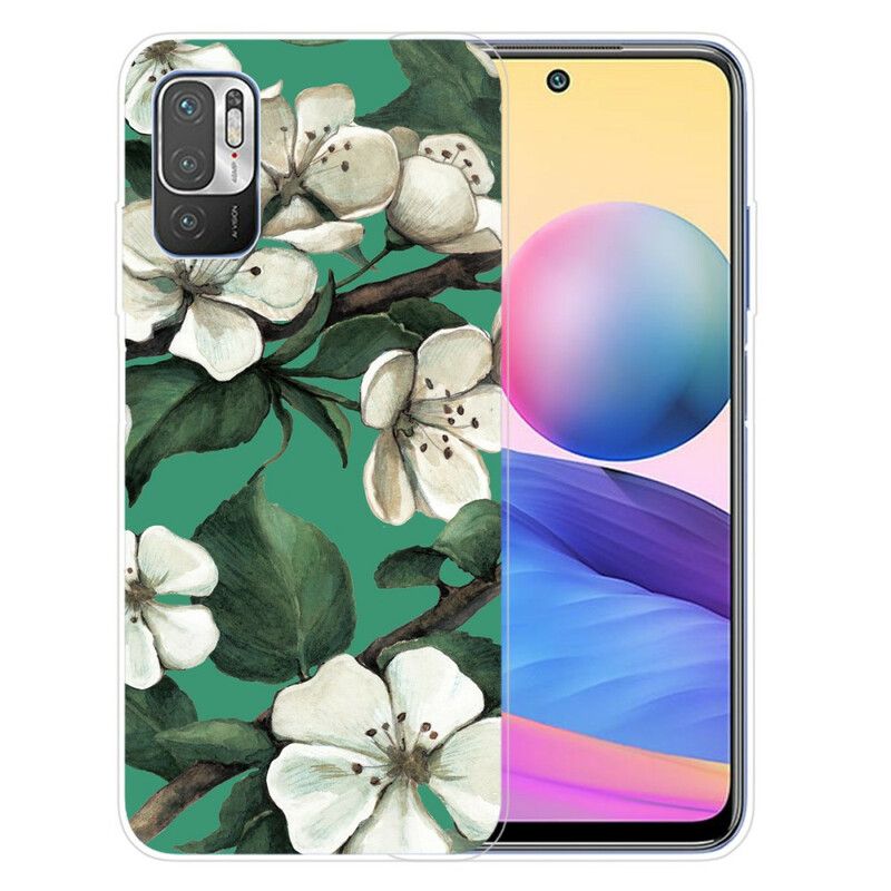 Cover Xiaomi Redmi Note 10 5G / Poco M3 Pro 5G Hvide Malede Blomster