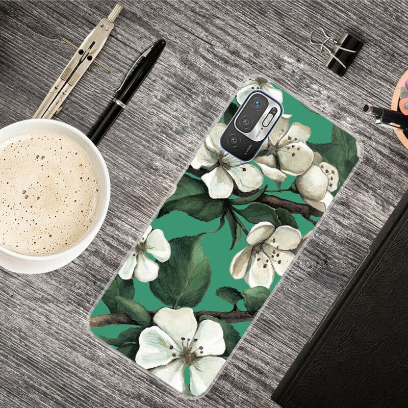 Cover Xiaomi Redmi Note 10 5G / Poco M3 Pro 5G Hvide Malede Blomster