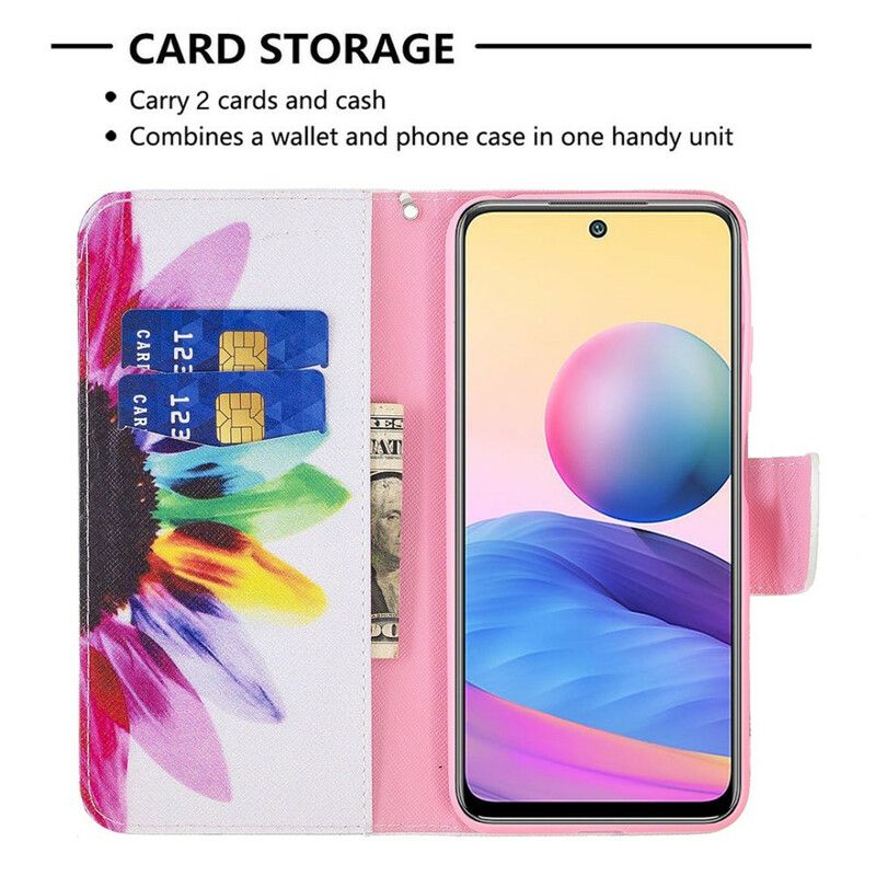 Flip Cover Xiaomi Redmi Note 10 5G / Poco M3 Pro 5G Akvarelblomst