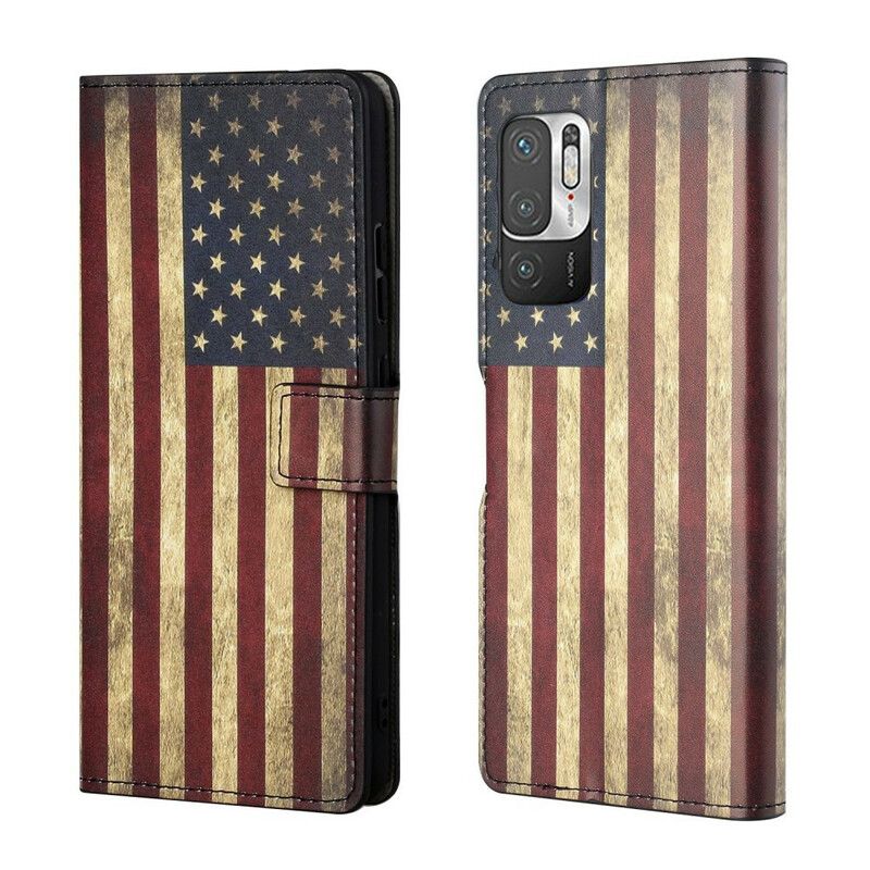 Flip Cover Xiaomi Redmi Note 10 5G / Poco M3 Pro 5G Amerikansk Flag