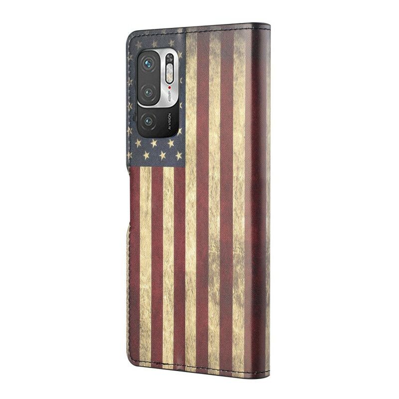 Flip Cover Xiaomi Redmi Note 10 5G / Poco M3 Pro 5G Amerikansk Flag