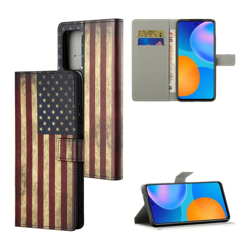 Flip Cover Xiaomi Redmi Note 10 5G / Poco M3 Pro 5G Amerikansk Flag