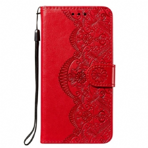 Flip Cover Xiaomi Redmi Note 10 5G / Poco M3 Pro 5G Blomsterbroderi