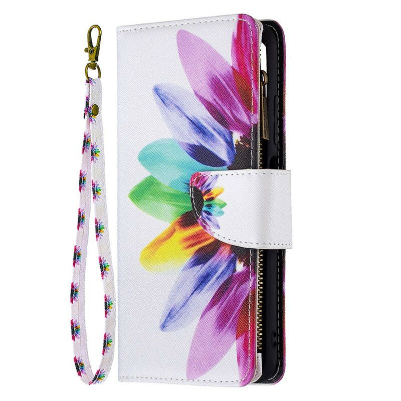 Flip Cover Xiaomi Redmi Note 10 5G / Poco M3 Pro 5G Blomsterlomme Med Lynlås