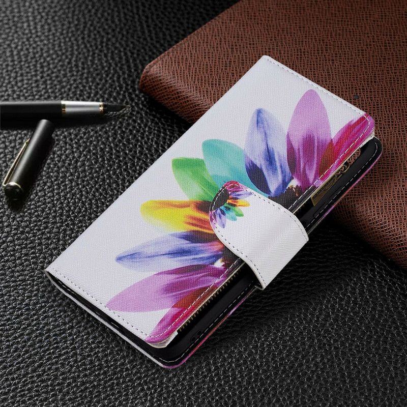 Flip Cover Xiaomi Redmi Note 10 5G / Poco M3 Pro 5G Blomsterlomme Med Lynlås