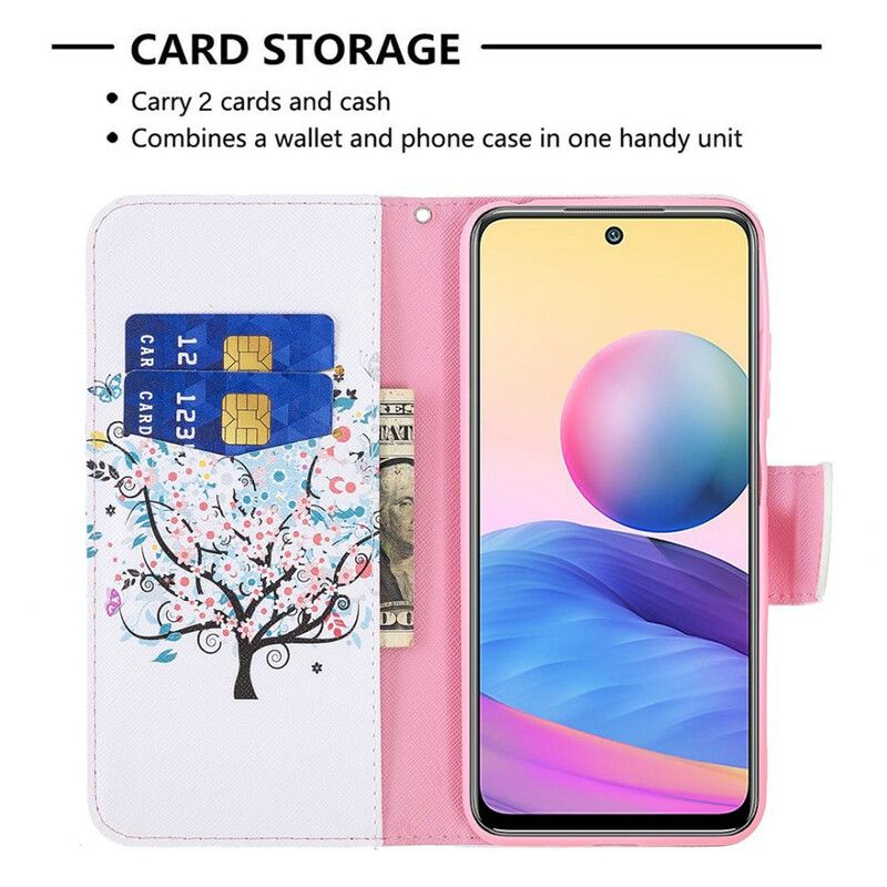 Flip Cover Xiaomi Redmi Note 10 5G / Poco M3 Pro 5G Blomstret Træ