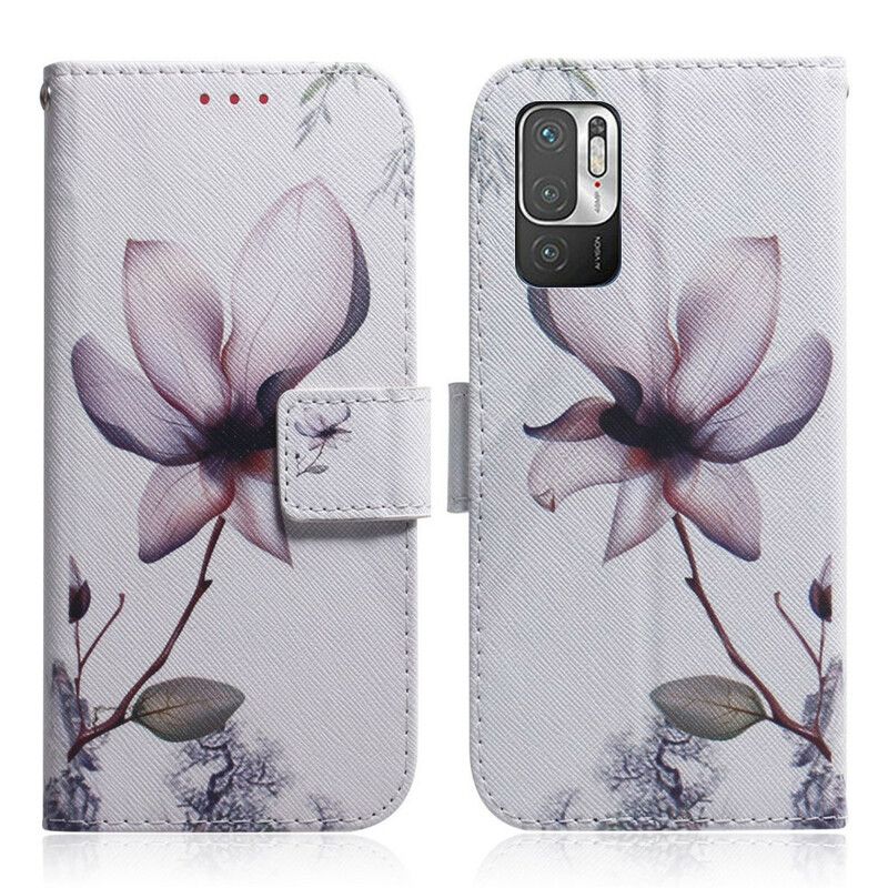 Flip Cover Xiaomi Redmi Note 10 5G / Poco M3 Pro 5G Gammel Rosenblomst