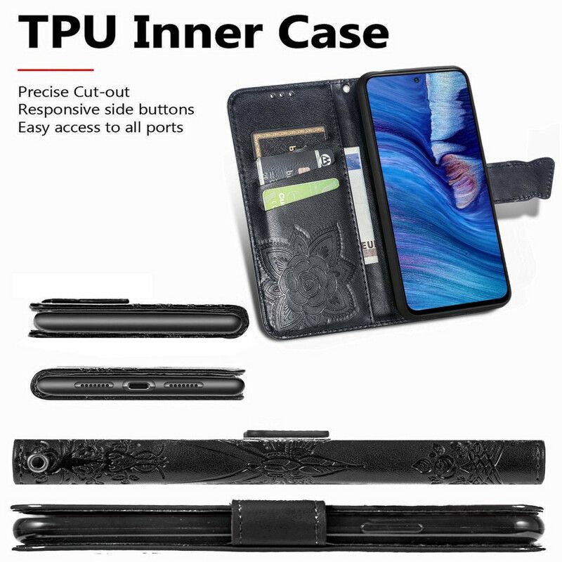 Flip Cover Xiaomi Redmi Note 10 5G / Poco M3 Pro 5G Halv Sommerfugl