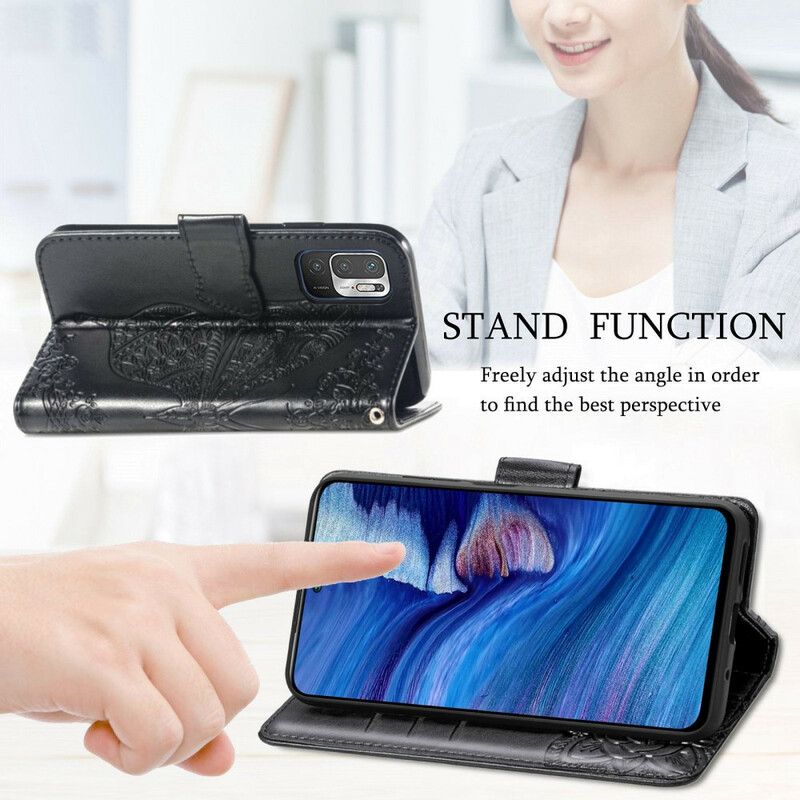 Flip Cover Xiaomi Redmi Note 10 5G / Poco M3 Pro 5G Halv Sommerfugl