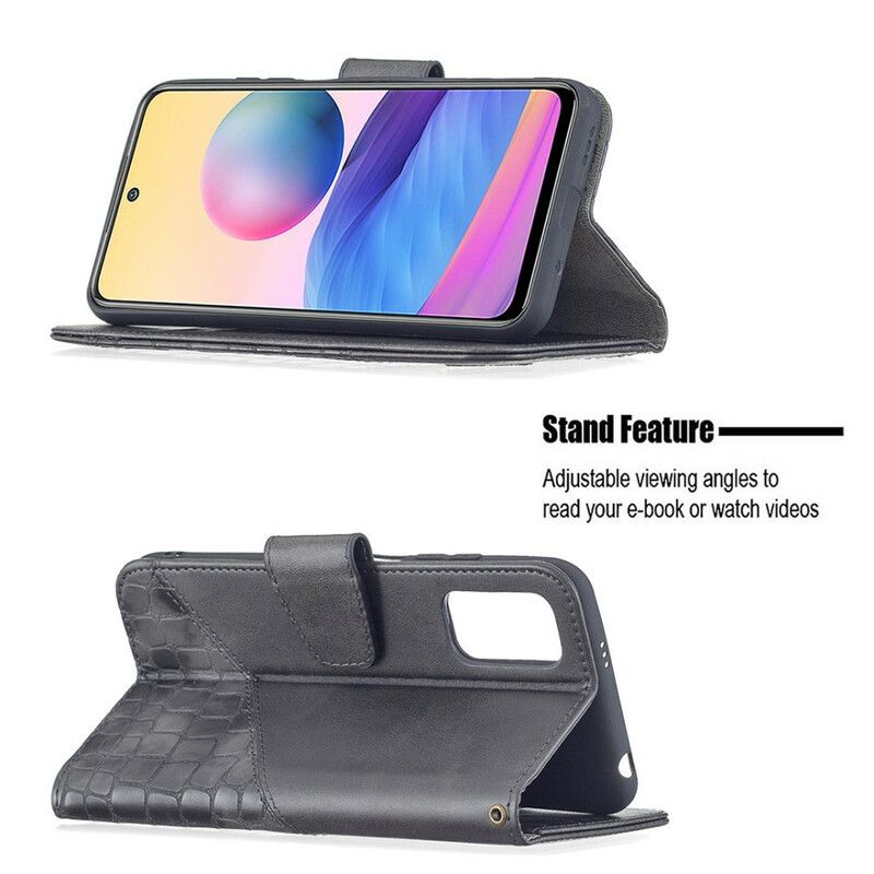 Flip Cover Xiaomi Redmi Note 10 5G / Poco M3 Pro 5G Klassisk Krokodilleskindseffekt