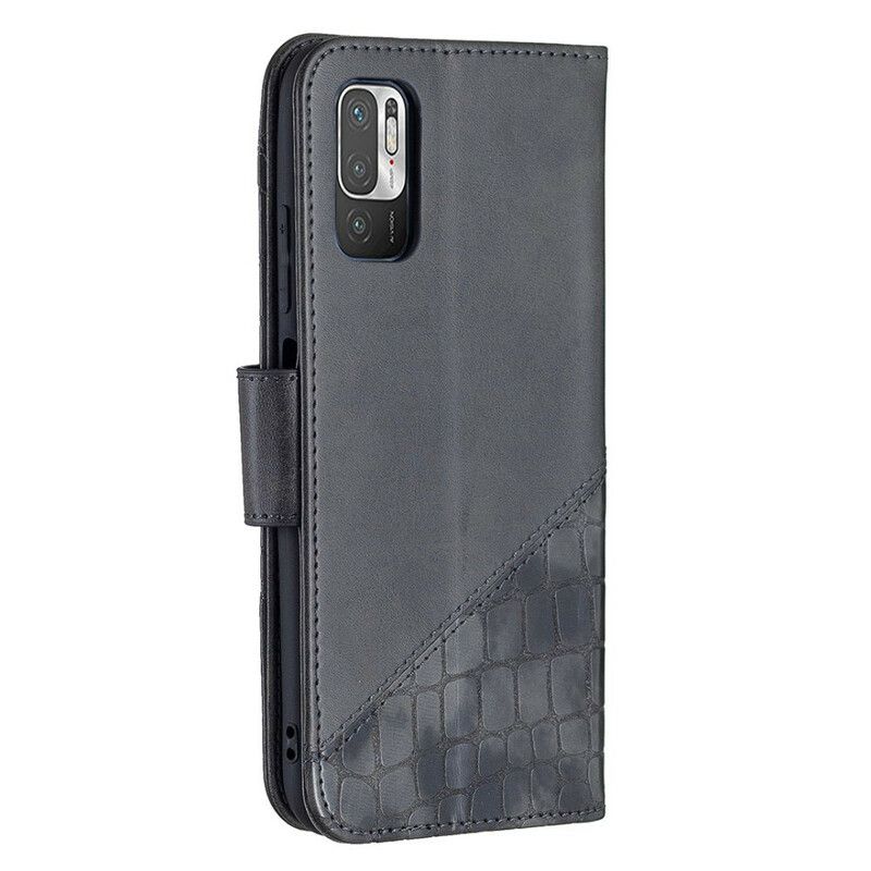 Flip Cover Xiaomi Redmi Note 10 5G / Poco M3 Pro 5G Klassisk Krokodilleskindseffekt