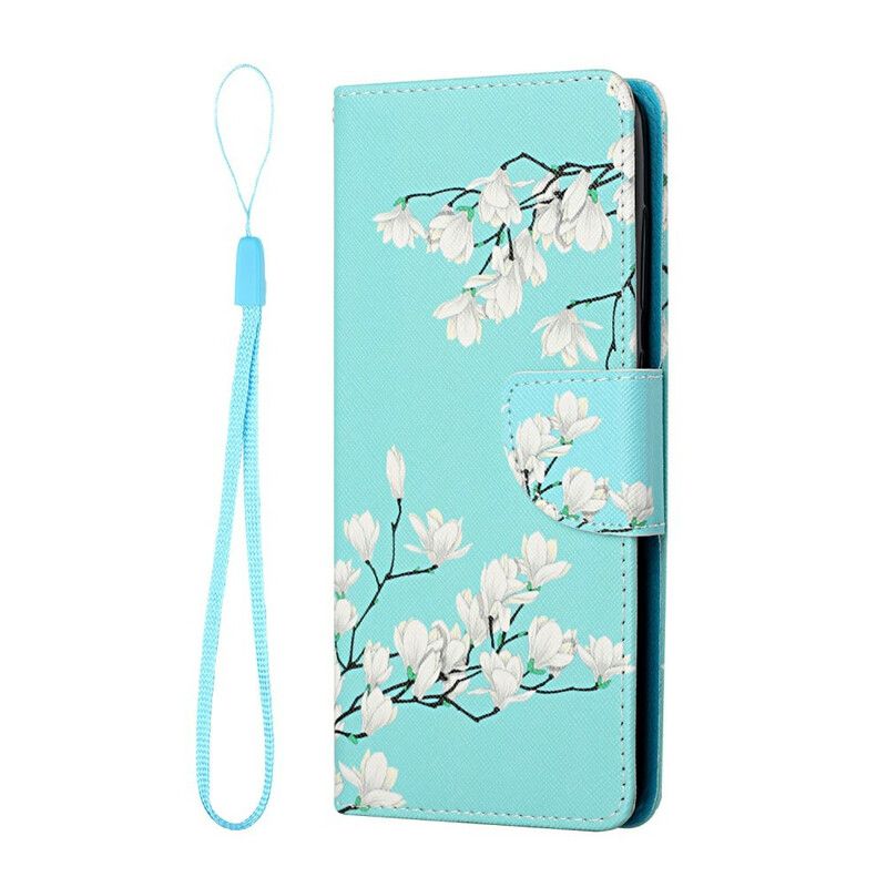 Flip Cover Xiaomi Redmi Note 10 5G / Poco M3 Pro 5G Med Snor Thong Blomstertræ