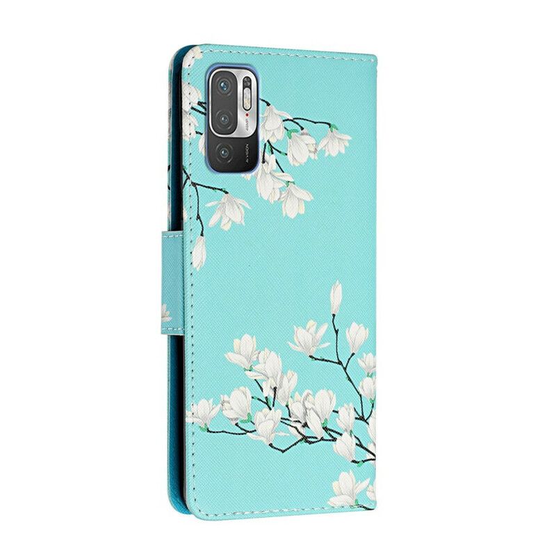 Flip Cover Xiaomi Redmi Note 10 5G / Poco M3 Pro 5G Med Snor Thong Blomstertræ