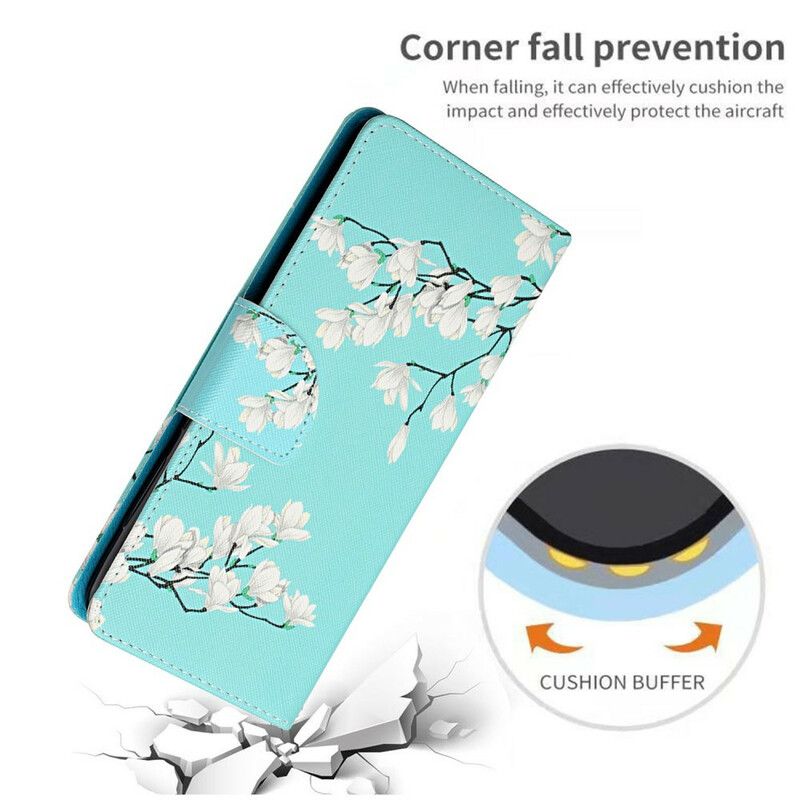 Flip Cover Xiaomi Redmi Note 10 5G / Poco M3 Pro 5G Med Snor Thong Blomstertræ