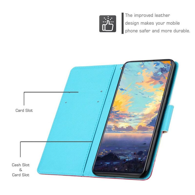 Flip Cover Xiaomi Redmi Note 10 5G / Poco M3 Pro 5G Med Snor Thong Blomstertræ