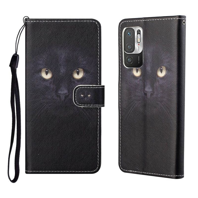 Flip Cover Xiaomi Redmi Note 10 5G / Poco M3 Pro 5G Med Snor Thong Cat Eyes