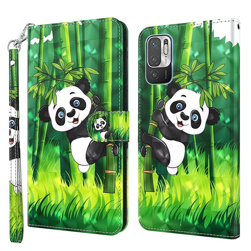 Flip Cover Xiaomi Redmi Note 10 5G / Poco M3 Pro 5G Panda Og Bambus