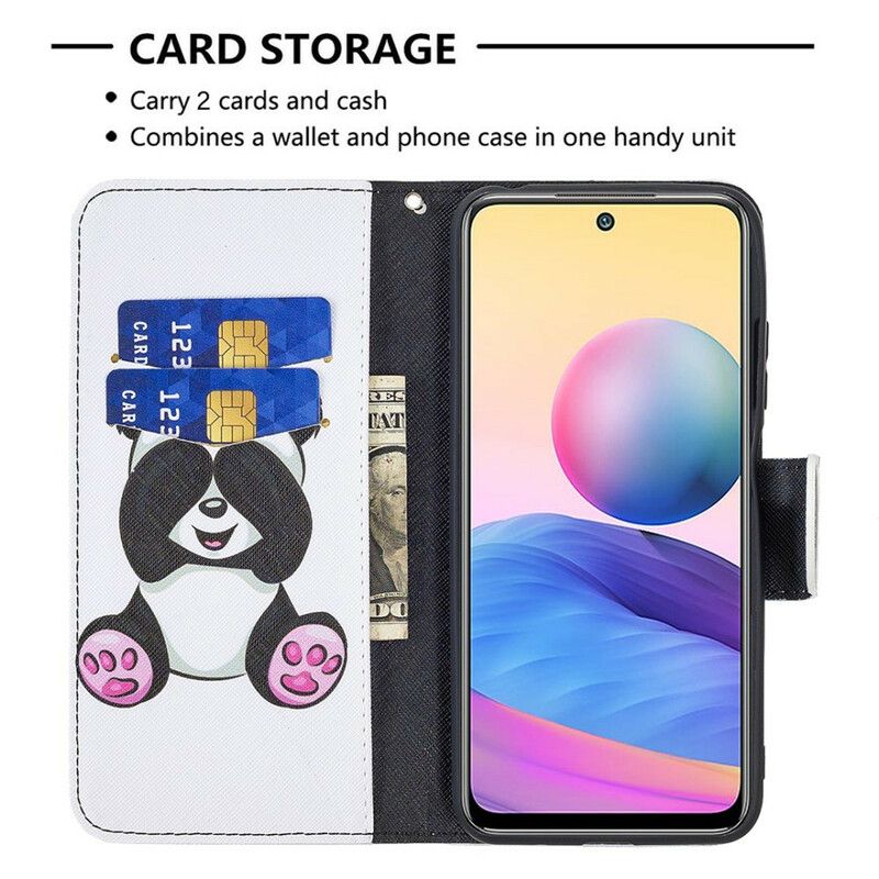 Flip Cover Xiaomi Redmi Note 10 5G / Poco M3 Pro 5G Panda Sjov