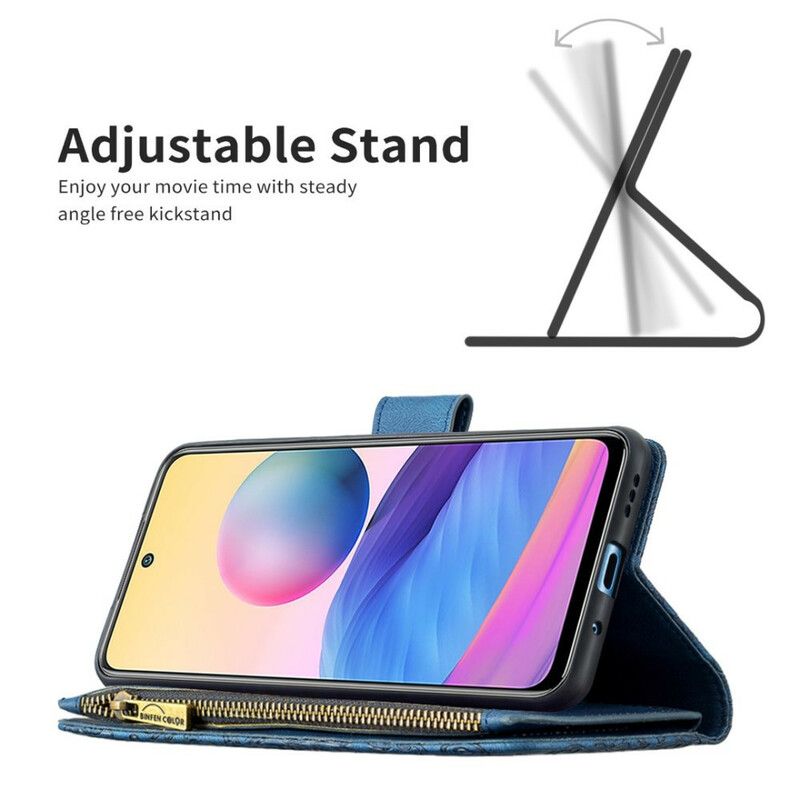 Flip Cover Xiaomi Redmi Note 10 5G / Poco M3 Pro 5G Sommerfugl Med Lynlåslomme