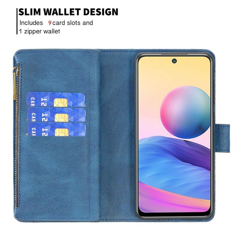 Flip Cover Xiaomi Redmi Note 10 5G / Poco M3 Pro 5G Sommerfugl Med Lynlåslomme