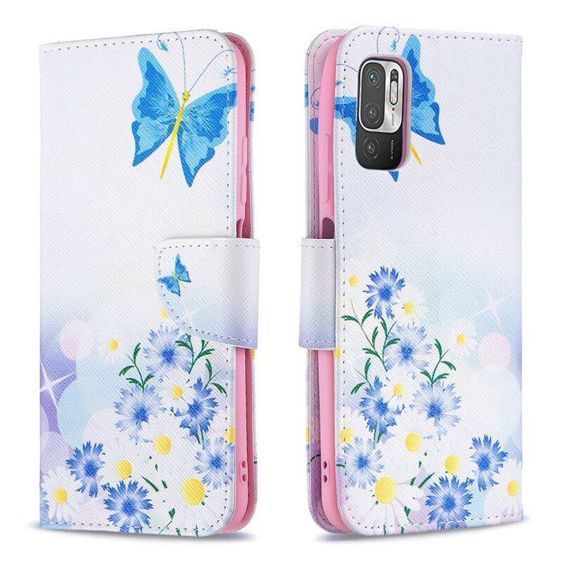 Flip Cover Xiaomi Redmi Note 10 5G / Poco M3 Pro 5G Sommerfugle Og Blomster