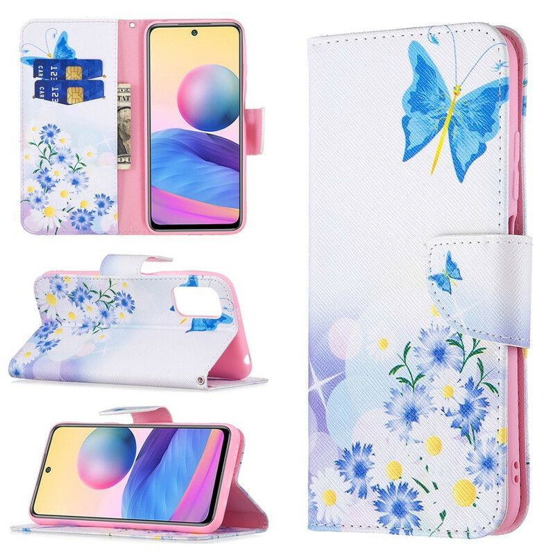 Flip Cover Xiaomi Redmi Note 10 5G / Poco M3 Pro 5G Sommerfugle Og Blomster