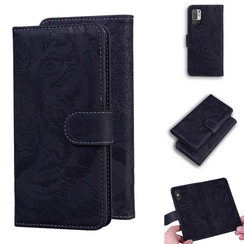 Flip Cover Xiaomi Redmi Note 10 5G / Poco M3 Pro 5G Tiger Ansigtstryk