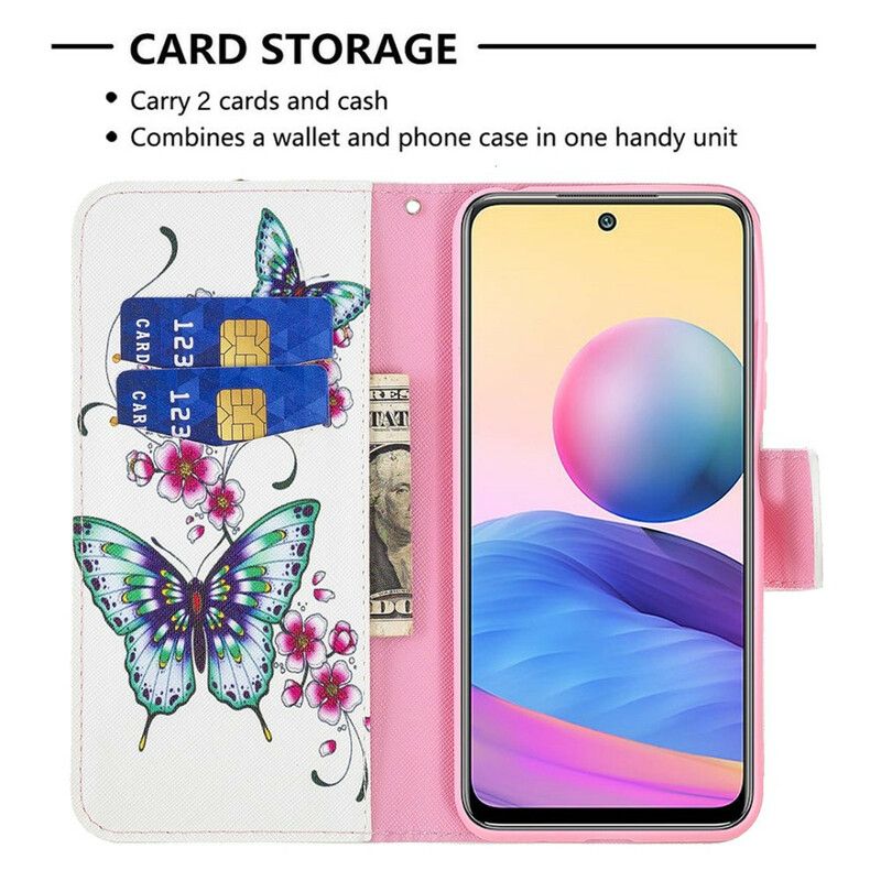 Flip Cover Xiaomi Redmi Note 10 5G / Poco M3 Pro 5G Vidunderlige Sommerfugle