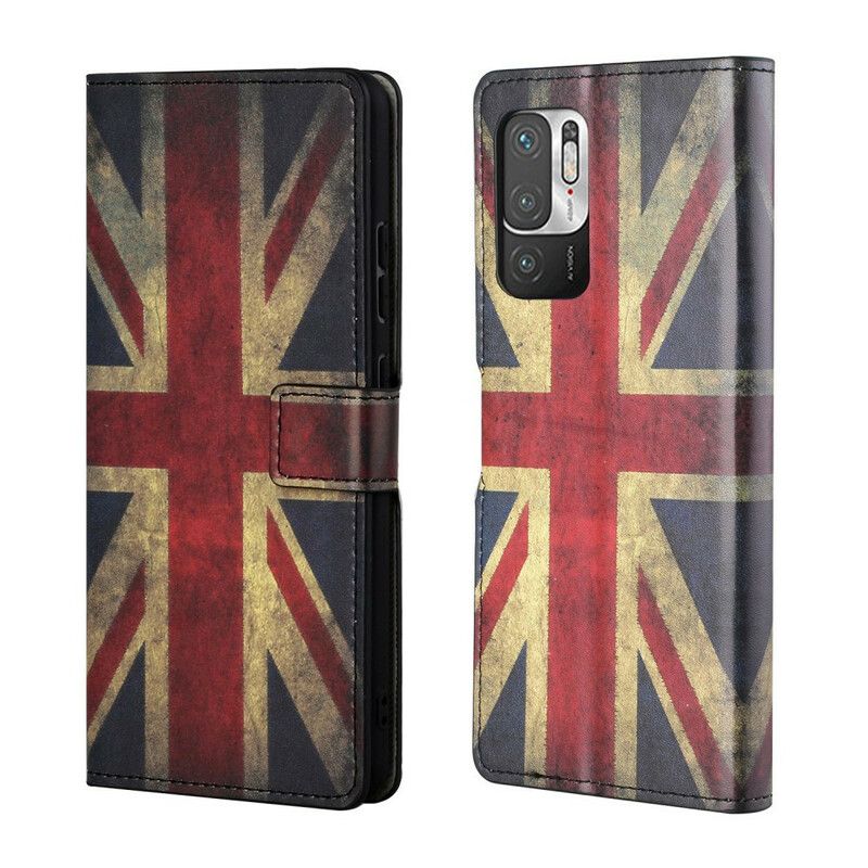 Læder Cover Xiaomi Redmi Note 10 5G / Poco M3 Pro 5G Englands Flag