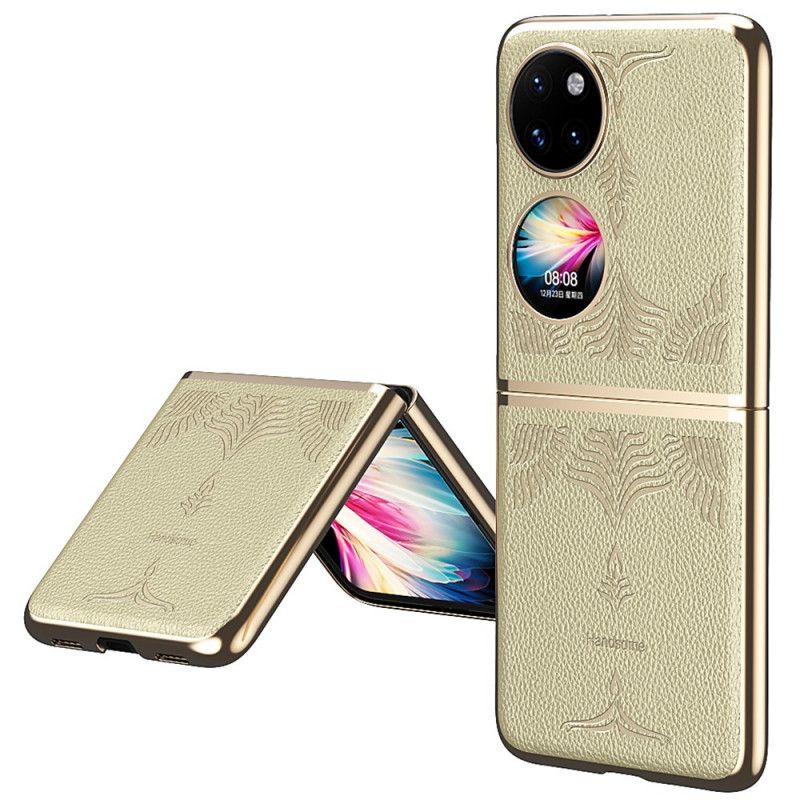 Cover Huawei P50 Pocket Retro Blomster Imiteret Læder