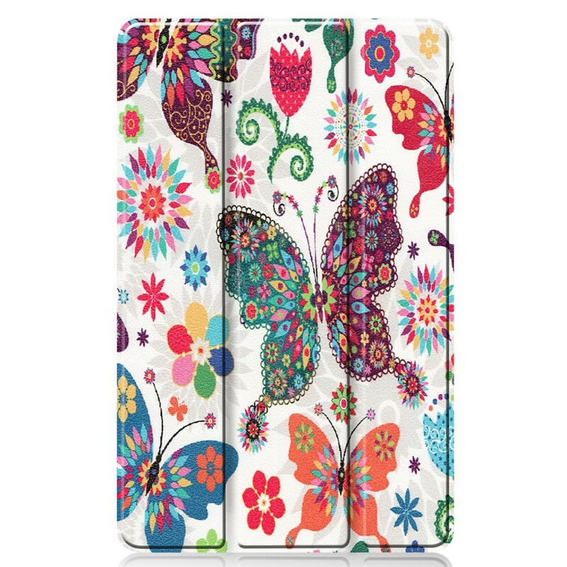 Cover Samsung Galaxy Tab S6 Lite Retro Sommerfugle Og Blomster