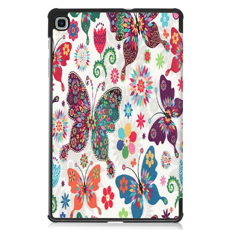 Cover Samsung Galaxy Tab S6 Lite Retro Sommerfugle Og Blomster