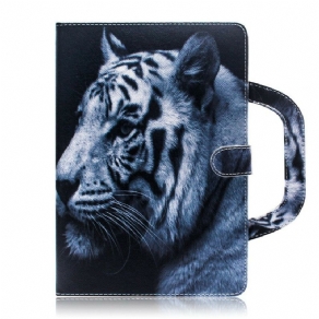 Læder Cover Samsung Galaxy Tab S6 Lite Tiger Med Håndtag