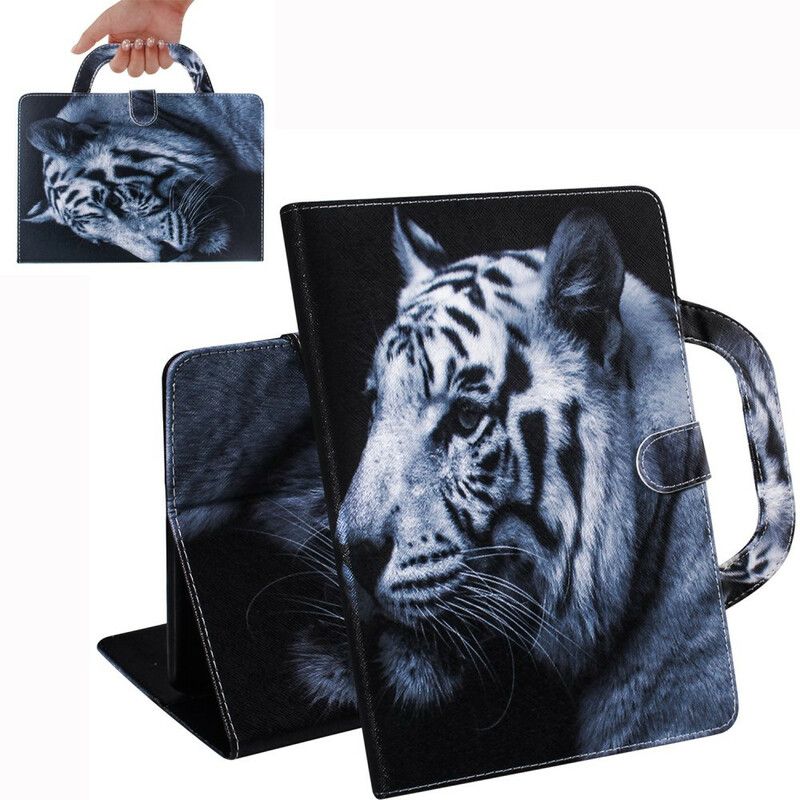 Læder Cover Samsung Galaxy Tab S6 Lite Tiger Med Håndtag