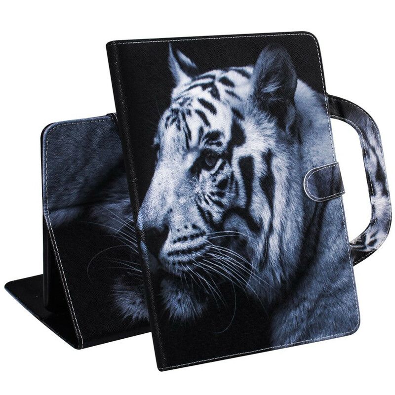 Læder Cover Samsung Galaxy Tab S6 Lite Tiger Med Håndtag