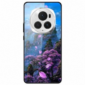 Cover Honor Magic 6 Pro Telefon Etui Blomsterbjerg Hærdet Glas