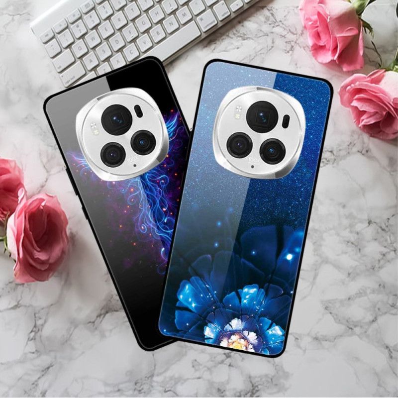 Cover Honor Magic 6 Pro Telefon Etui Sort Marmor Platin Hærdet Glas