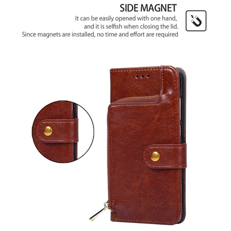 Læder Cover Honor Magic 6 Pro Telefon Etui Lomme Og Rem Med Lynlås