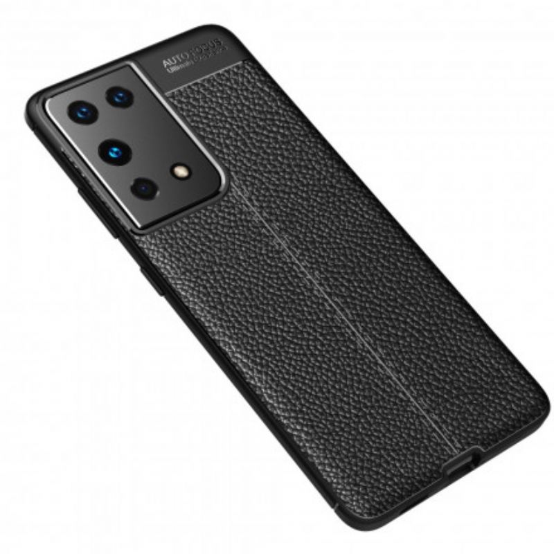 Cover Samsung Galaxy S21 Ultra 5G Dobbelt Linje Litchi Lædereffekt