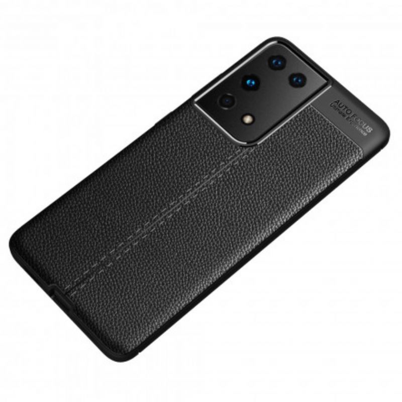 Cover Samsung Galaxy S21 Ultra 5G Dobbelt Linje Litchi Lædereffekt