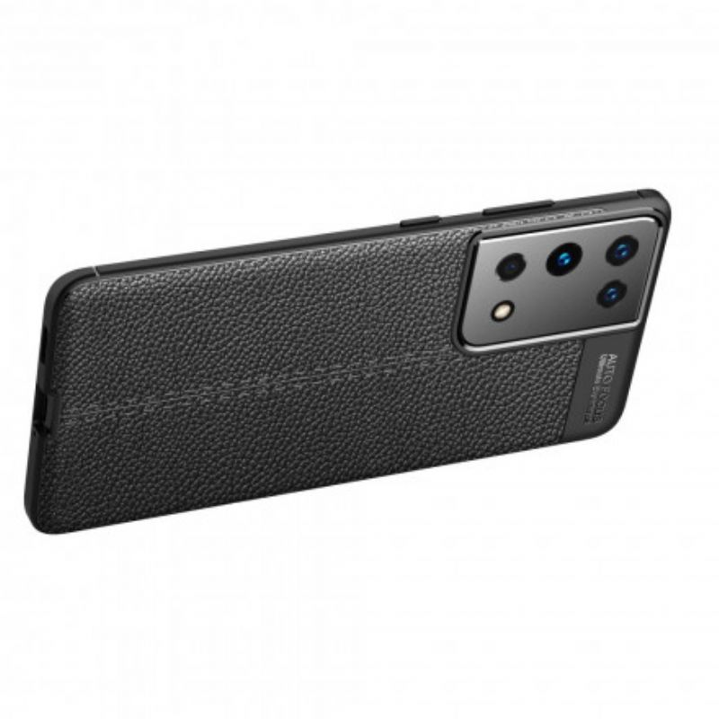 Cover Samsung Galaxy S21 Ultra 5G Dobbelt Linje Litchi Lædereffekt