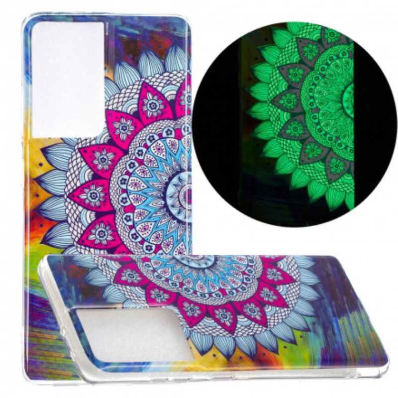 Cover Samsung Galaxy S21 Ultra 5G Fluorescerende Farverig Mandala