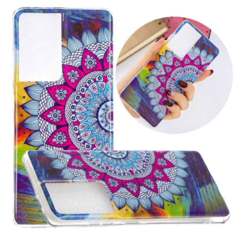 Cover Samsung Galaxy S21 Ultra 5G Fluorescerende Farverig Mandala