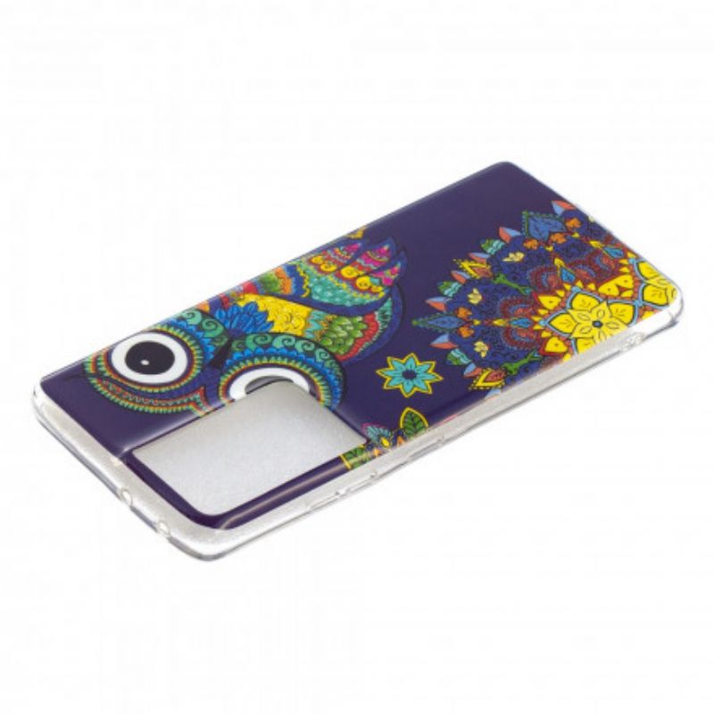 Cover Samsung Galaxy S21 Ultra 5G Fluorescerende Ugle Mandala