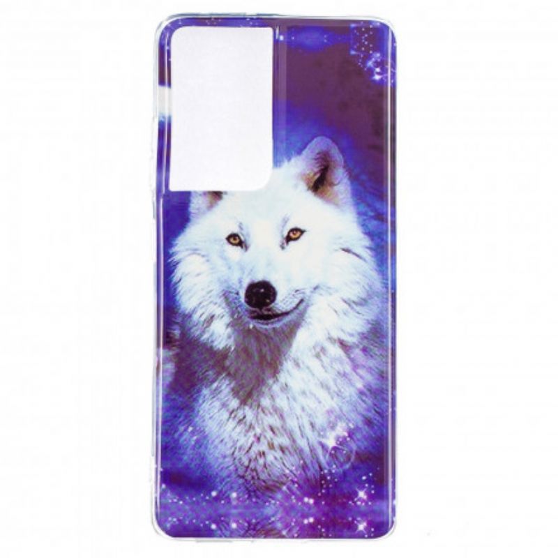 Cover Samsung Galaxy S21 Ultra 5G Fluorescerende Wolf Series