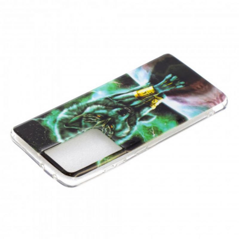 Cover Samsung Galaxy S21 Ultra 5G Fluorescerende Wolf Series