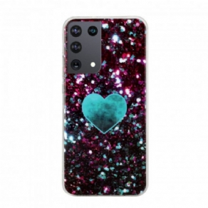 Cover Samsung Galaxy S21 Ultra 5G Glitter Marmor Hjerte