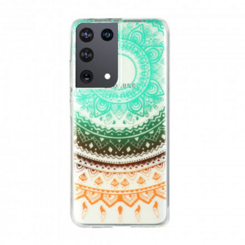 Cover Samsung Galaxy S21 Ultra 5G Transparent Blomster Mandala