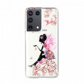 Cover Samsung Galaxy S21 Ultra 5G Transparent Blomsterfe