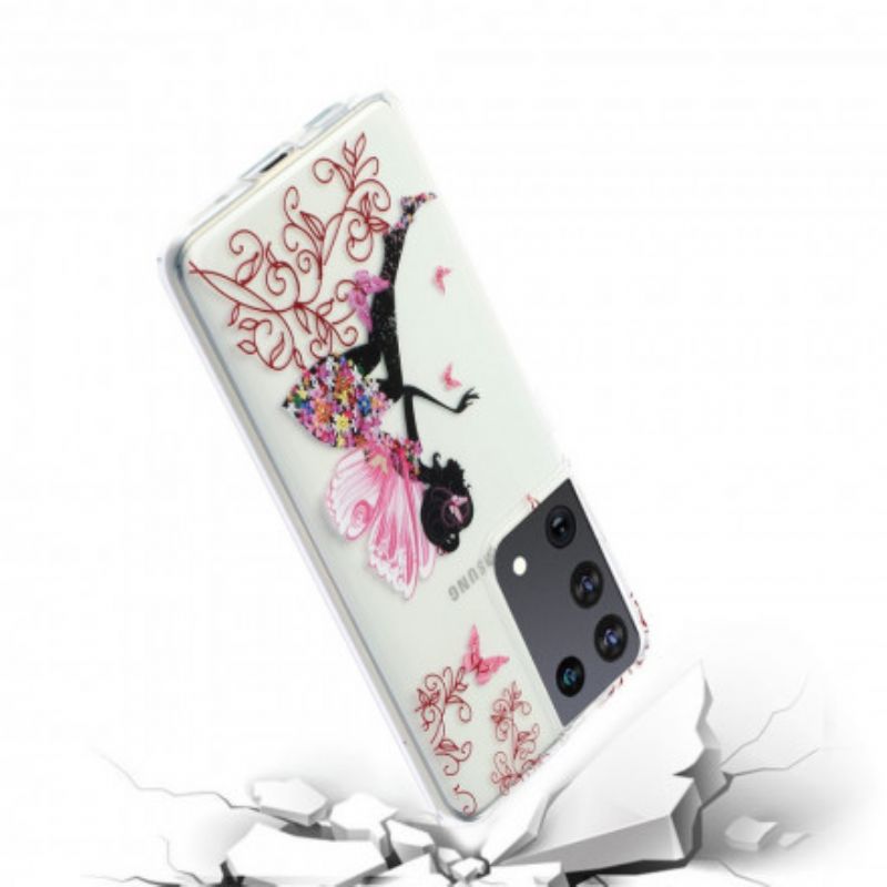 Cover Samsung Galaxy S21 Ultra 5G Transparent Blomsterfe